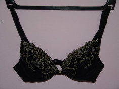 Sutien GOSSARD 38UK- 85B model cu broderie aurie si bretele deosebite foto