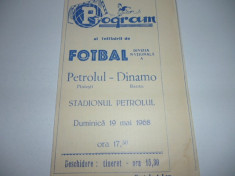 Program fotbal PETROLUL Ploiesti - DINAMO Bacau 19.05.1968 foto