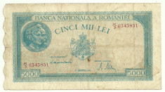 ROMANIA 5000 5.000 LEI 15 decembrie 1944 P-55 [10] foto