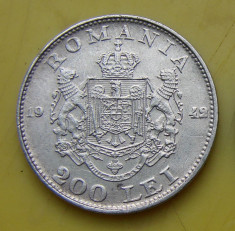 Moneda argint 200 lei 1942 Mihai I Regele Romanilor Stare perfecta foto