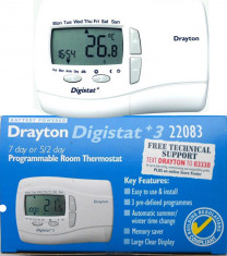Termostat Drayton DigiStat 3+ 22083, Termostat de camera programabil foto