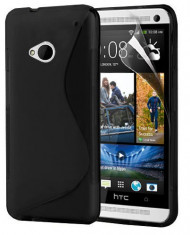 HTC ONE (M7) - Husa Gel TPU -S Line Wave-+Folie Protectie Ecran- Negru foto