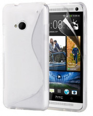 HTC ONE (M7) - Husa Gel TPU -S Line Wave-+Folie Protectie Ecran- Alb foto