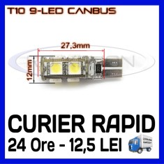 BEC AUTO CAMION, AUTOBUZ - 24V - LED LEDURI POZITIE T10 W5W - 9 SMD CANBUS