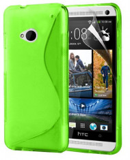 HTC ONE (M7) - Husa Gel TPU -S Line Wave-+Folie Protectie Ecran- Verde foto