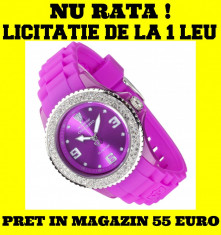 NU RATA ! LICITATIE 2 CEAS DAMA DETOMASO COLORATO cu CRISTALE ROZ PINK (femeie, doamna,fata) BRATARA NOU IN CUTIE CADOU PRET MAGAZIN 55 Euro - MOKAZIE foto