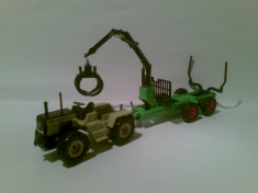 SIKU - macheta metal tractor MERCEDES + remorca busteni - 1:32 - 50 cm lung - foto
