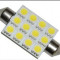 Bec Led Auto C5W alb xenon 41mm 42mm 12 SMD 5050 lumina alba alb xenon plafoniera numar auto C10W sofit festoon Cel mai bun pret !