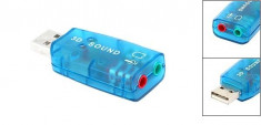 Placa sunet pe USB 2.0, 3D Audio USB Sound Card Adapter Virtual 5.1 ch Albastru foto