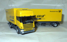 Herpa SCANIA 124L 420 container mobil + remorca Deutsche Post 1:87 foto