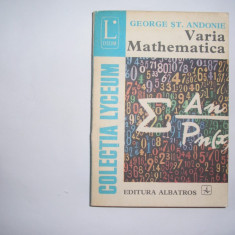 Varia mathematica - Autor : George St. Andonie,RF5/3