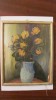 Tablou frumos &quot;Vas cu Trandafiri Galbeni&quot; ulei pe carton / nesemnat, si nedatat, Flori, Realism