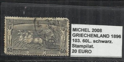 GRECIA 103. 60L. SCHWARZ - . STAMPILAT foto