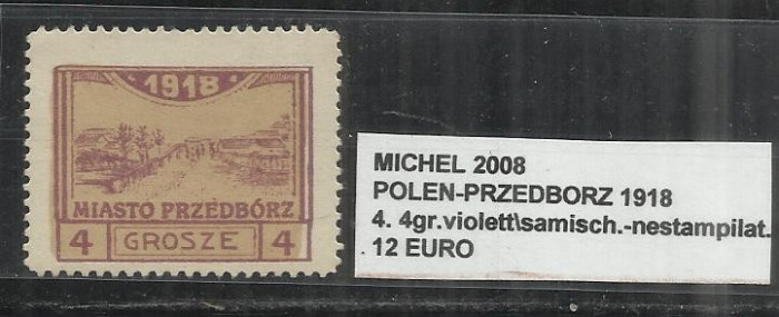 POLONIA - 4. 4GR. VIOLETT \ SAMISCH.- NESTAMPILAT