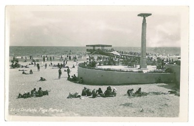 492 - CONSTANTA, Dobrogea, Plaja de la MAMAIA - old postcard, real PHOTO unused foto