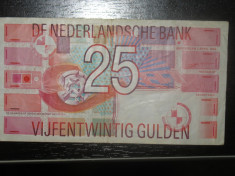 Bancnota 25 guldeni Olanda 1989 foto