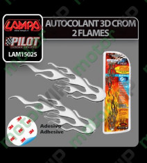 Autocolant 3D crom 2 Flames foto