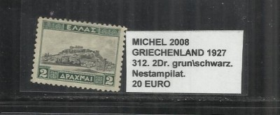 GRECIA 312. 2Dr. GRUN \ SCHWARZ - NESTAMPILAT foto