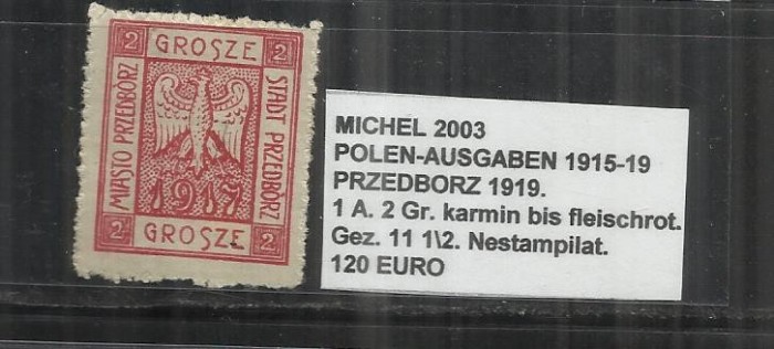 POLONIA - 1 A. 2 GR. KARMIN BIS FLEISCHROT GEZ.11 1\2. - NESTAMPILAT