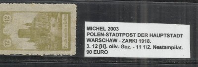 POLONIA - 2. 5[H].ROT.GEZ.-11 1\2 - STAMPILAT foto