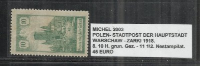 POLONIA - 8. 10H.GRUN.GEZ.-11 1\2 - NESTAMPILAT foto