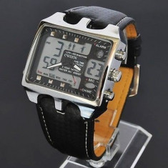 LIVRARE GRATUITA !!! - ORIGINAL CEAS, OHSEN BRAND, DUAL TIME, CUREA DIN PIELE, STIL SPORT / MILITAR foto