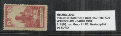 POLONIA - 2. 5[H] ROT.GEZ.-11 1\2 - NESTAMPILAT foto