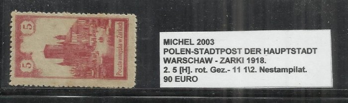 POLONIA - 2. 5[H] ROT.GEZ.-11 1\2 - NESTAMPILAT