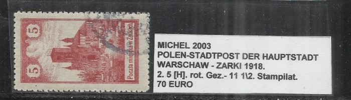 POLONIA - 2. 5[H].ROT.GEZ.-11 1\2 - STAMPILAT
