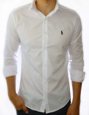 Camasa/Camasi - Logo Polo -slim fit-casual-cambrata-eleganta Alb foto