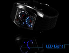 Ceas LED - Design Bord Auto Turometru - Vitezometru Lumina Albastra Model 2014 foto