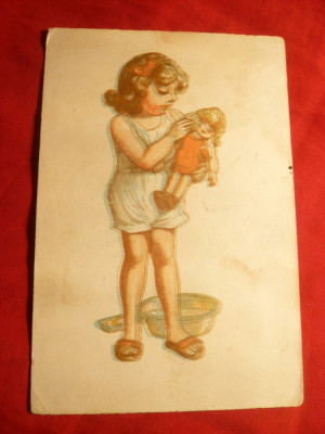 Ilustrata - Fetita cu Papusa - Piesa de Autor - Ed. Socec SAR foto