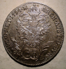 F.472 AUSTRIA FRANZ II 20 KREUZER 1794 B ARGINT 6,6g foto