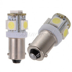 LED ALB RECE AUTO MOTO T11 T4W BA9S 5 SMD 5050 semnalizare plafoniera gabarit foto