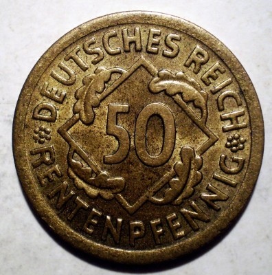 C.248 GERMANIA WEIMAR 50 RENTENPFENNIG 1924 A XF RARA foto