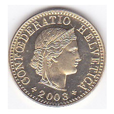 Moneda Elvetia 5 Rappen 2003 - KM#26c BU - necirculata ( luciu frumos )