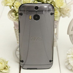 Bumper husa silicon transparenta cu margine BLACK HTC ONE 2 M8 + folie ecran foto