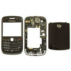 Carcasa rama fata geam sticla tastatura mijloc miez corp sasiu capac spate baterie acumulator BlackBerry 8520 Curve Negru Black Nou Sigilat foto