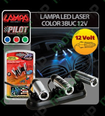 Lampa LED laser color 3 buc 12V foto