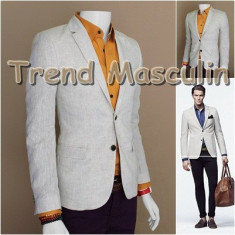 Sacou Blazer Barbati Casual Slim In Crem 2 Nasturi foto