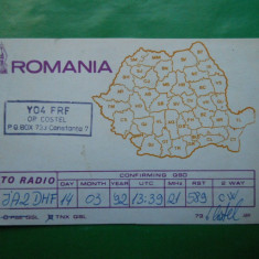 HOPCT 10189 ROMANIA CARTE POSTALA RADIOAMATORI / Y O 4 FRF/OP COSTEL /POBOX 733 CONSTANTA 7