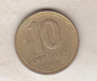 bnk mnd Argentina 10 centavos 1992 foto