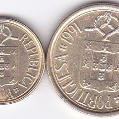 Moneda Portugalia 1 si 5 Escudos 1990/91 - KM#631 si 632 aUNC ( set x2 )