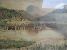 Lacul Rosu , litografie veche , Gylkos-To Harghita foto