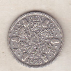 bnk mnd Marea Britanie Anglia 6 pence 1928 argint