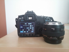 Canon 50D + obiectiv Canon 50 1.4+ telecomanda+geanta+ card memorie foto
