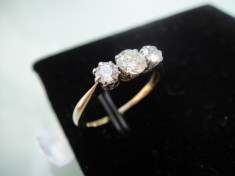 inel trilogy vintage din aur 18ct cu diamante 0.75 ct foto