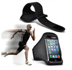 Armband husa brat telefon pentru alergat pentru Apple iPhone 4 4S 5 5S husa mana sala, bicicleta, culoare: NEGRU foto