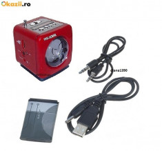 BOXA PORTABILA CU RADIO MP3 SLOT USB SI CARD SD +adaptor usb Culoare ROSU foto
