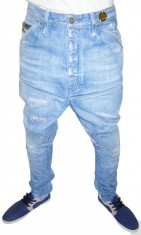 BLUGI CONICI cu TUR FOARTE LASAT &amp;quot;G-STAR RAW&amp;quot; - MODEL CU RUPTURI - SKINNY / SLIM - ( MARIME: 31 ) - TALIE = 84 CM / LUNGIME TOTALA = 104 CM foto